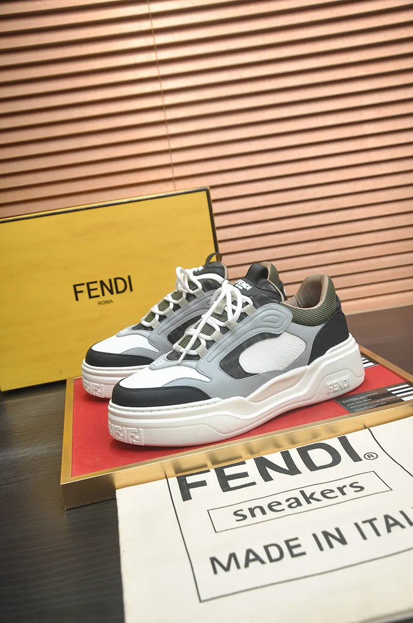 Men's shoes 💰600💶 [Fendi] The latest casual sports shoes 🔥 Many 💑 stars have the same style FD match. The original version is a one-to-one replica. Designer Kim Jones's first fendi match and Donkey brand Trainer basketball sneakers. Material: Original silk mesh. Lining: Breathable mesh. Packaging: Original 1:1 matching high-end packaging. Size: 38-45 (45 is custom-made and cannot be returned or exchanged)